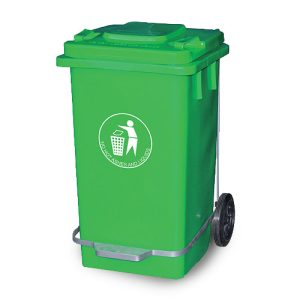 Κάδος πλαστικός 240L τροχήλατος με πεντάλ (πράσινος)