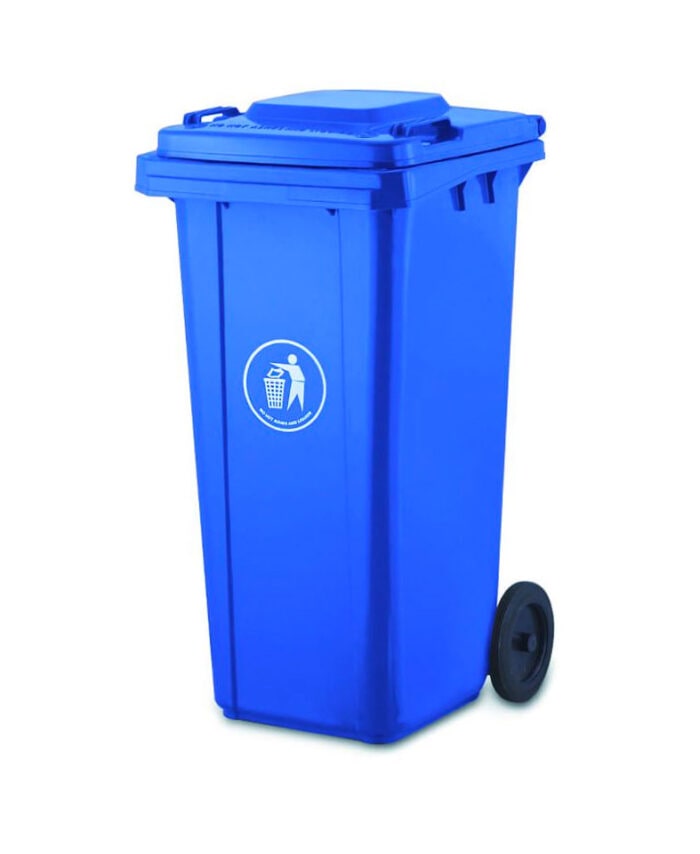 Κάδος πλαστικός 120L τροχήλατος με πεντάλ (μπλε)