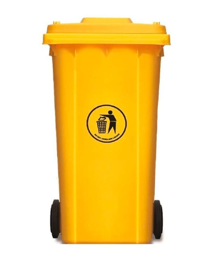 Κάδος πλαστικός 240L τροχήλατος με πεντάλ (κιτρινο)